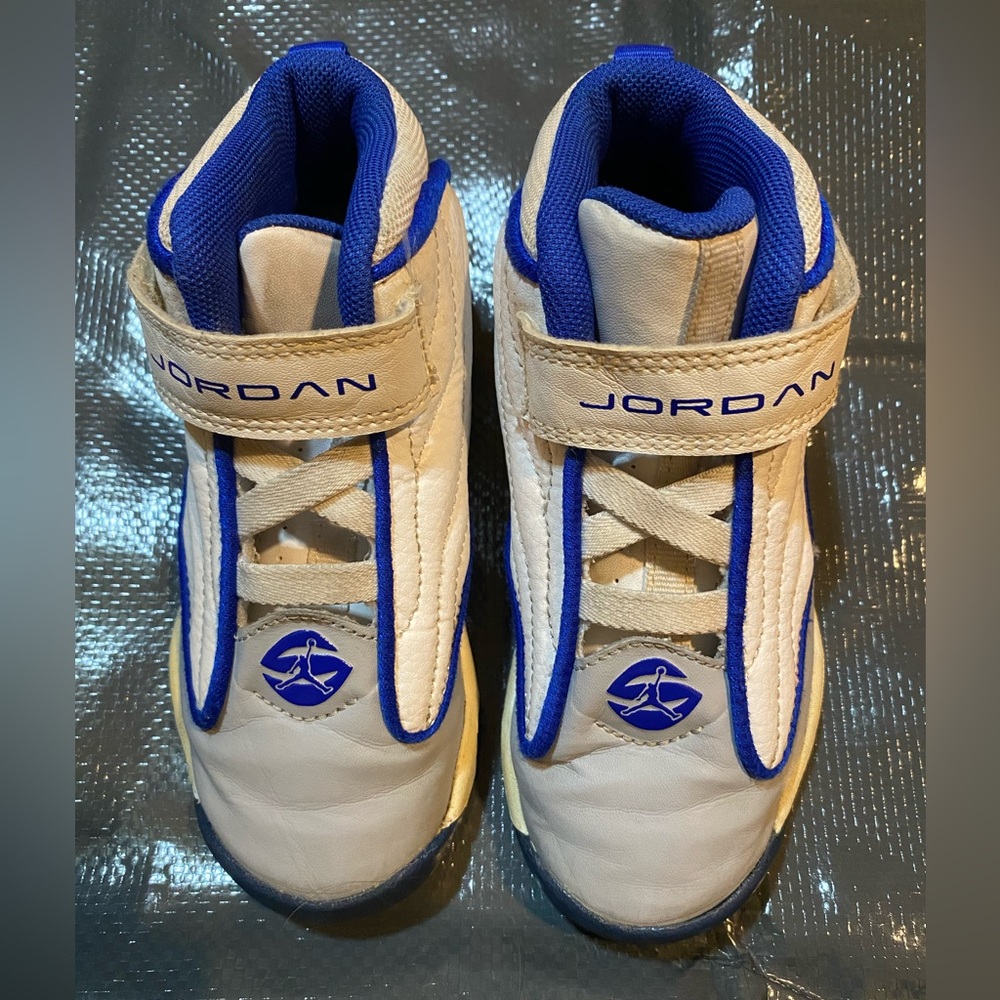 Jordan Kids White and Blue High-Top Sneakers Size 10 C